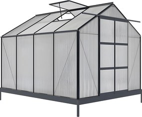 Szklarnia ogrodowa z poliwęglanu 7.5 m² GREENEA II z podstawą - Antracyt