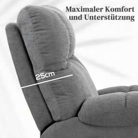 HOMCOM Fotel dla seniora z funkcją leżenia i pilotem szary 144 cm x 91 cm x 88 cm idealny do pomocy przy wstawaniu | Aosom PL