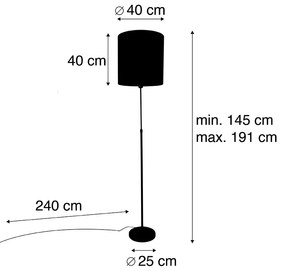 Lampa podłogowa regulowana czarna klosz welurowy zielony pawie oczka 40cm - Parte klasyczny/Antyczny Oswietlenie wewnetrzne