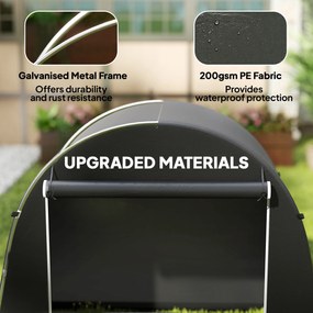 Outsunny Przenośny składzik ogrodowy, namiot na rower, rolowane drzwi z zamkiem błyskawicznym, metalowy stelaż, wszechstronne przechowywanie, pokrycie z tworzywa sztucznego, ciemnoszary | Aosom PL