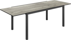 Outsunny Rozsuwany Stół na 6-8 Osób, Regulowany Stół Zewnętrzny z Aluminium, Stali, Tworzywa Sztucznego, Efekt Drewna, Szary
