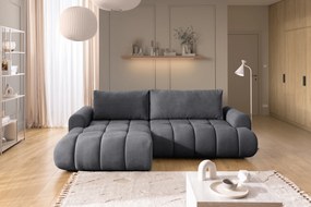 Narożnik Lutario Mini z funkcją spania lewostronny - szary szenil Vibe 95
