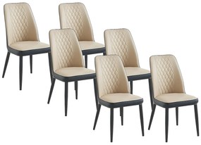 Zestaw 6 krzeseł z ekoskóry i metalu - kolor beżowy i antracytowy - MILDURA