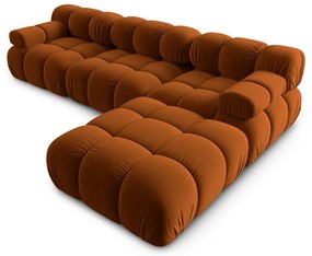Pomarańczowy aksamitny narożnik Bellis – Micadoni Home