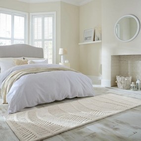 Biały chodnik z mieszanki wełny tkany ręcznie 80x230 cm Sculptured Wave – Flair Rugs