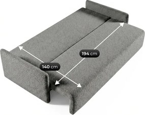 Sofa VENI Rozkładana Dwuosobowa Ciemnoszara Boucle Japandi
