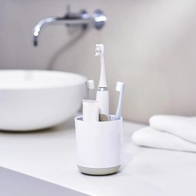 Biały plastikowy kubek na szczoteczki do zębów Duo – Joseph Joseph