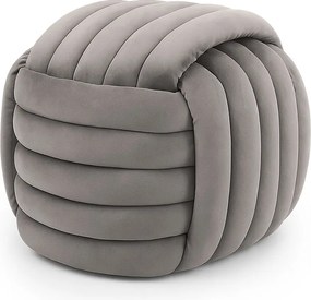 Pufa pleciona podnóżek welurowa 53 cm NILO Jasny Szary