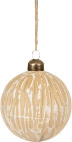 Szklana ozdoba świąteczna ANTIC WOOD 8 cm, beżowa