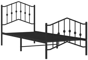 Czarne metalowe łóżko jednoosobowe 80x200 cm - Honta