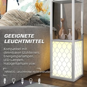 HOMCOM Lampa stojąca w nowoczesnym designie, 2 półki, łańcuszek włącznika, 26 cm x 26 cm x 156 cm, biały | Aosom PL