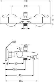 Mexen Nox termostatyczna bateria wannowa, czarna - 77350-70