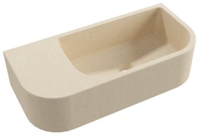 Umywalka betonowa wisząca / nablatowa półokrągła z półką bez otworu na baterię 65 x 30 cm LARMO | różne kolory : Kolor - Kość słoniowa/Ecru, Typ montażu - podwieszana