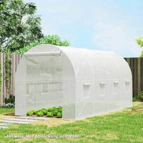 Outsunny Folia do szklarni 4 x 2 m, wodoodporna folia ogrodowa z drzwiami, 8 okien, ochrona UV, odporna polietylenowa, biały | Aosom PL