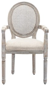 Zestaw 2 krzeseł z podłokietnikami – plecione, tkanina i drewno kauczukowca – kolor beżowy - ANTOINETTE