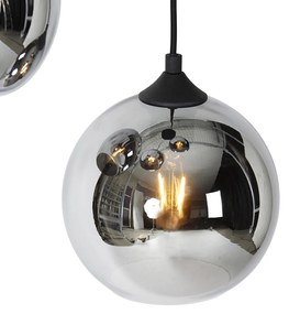 Inteligentna lampa wisząca czarna z przydymionym szkłem, w tym 4 Wi-Fi A60 - Wallace ArtDeco Oswietlenie wewnetrzne