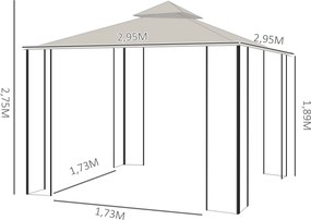 Altana ogrodowa 3x3m podwójny daszek imprezowy pawilon namiot okolicznościowy łatwy montaż biały czarny | Aosom PL