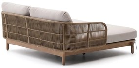 Kremowy/w naturalnym kolorze dwuosobowy drewniany leżak ogrodowy Catalina – Kave Home