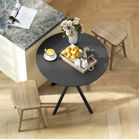 HOMCOM Okrągły stół kuchenny, 80 cm, kompaktowy blat, płyta wiórowa, metal, czarny | Aosom PL