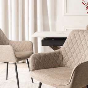 Krzesło Tapicerowane do Jadalni BRESSO 2 Beżowe Nowoczesne Loft