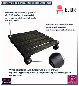 Drewniana czarna podstawa pod doniczkę B7-H29