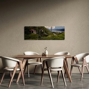 Obraz krajobrazu z księżycem (z zegarem) (90x30 cm)