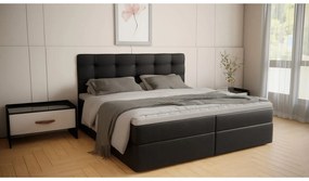 Stylowe Łóżko Kontynentalne BRUNO 140cm z materacem, w ponadczasowym materiale w kolorze czarnym