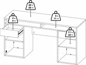Biurko w połysku z kontenerkami Function Plus 149 cm biały