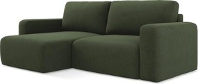 Narożnik lewostronny z funkcją spania - z tkaniny strukturalnej - oliwkowy - KONA