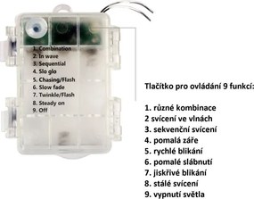 Imprezowe oświetlenie - 20m, 200LED, zimny biały, na baterie