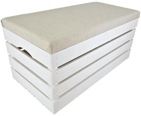 Pufa kufer skrzynia drewniana sosnowa siedzisko 80cm malowana biała
