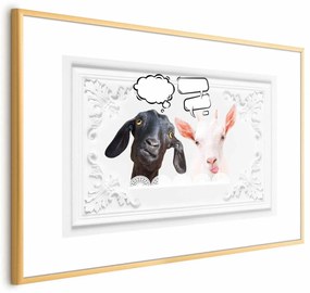 Plakat Śmieszne kozy 30x21 cm z ramą złotą z marginesem ARTGEIST B