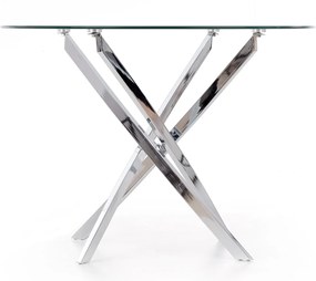 Szklany stół Raymond na srebrnych nogach