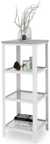 Minimalistyczny regał z metalowym stelażem biały + beton D6-M26