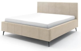 Beżowe tapicerowane łóżko dwuosobowe ze schowkiem i stelażem 180x200 cm Lizzano – Meise Möbel
