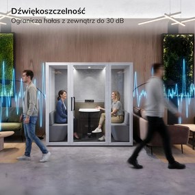 Budka akustyczna do biura INBOX 4-osobowa 2200 x 2200 x 1220 mm