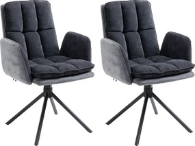 Zestaw krzeseł 2 szt. - tkanina i czarny metal - szary - SENTI