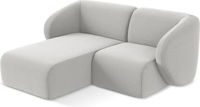 Jasnoszary aksamitny narożnik (lewostronny/z szezlongiem) Lani – Makamii