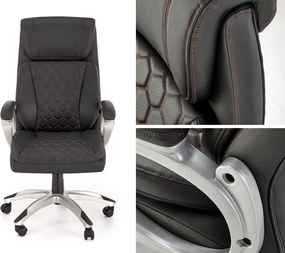 Czarny fotel do biura z ekoskóry Thomas Halmar