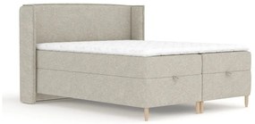 Jasnoszare łóżko boxspring ze schowkiem 200x200 cm Monpelli – Maison de Rêve