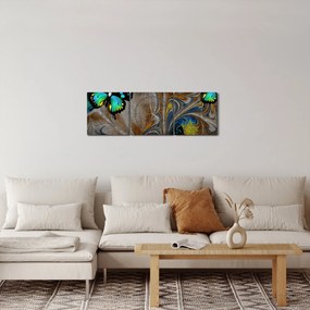 Obraz - Jasne motyle na zdjęciu (z zegarem) (90x30 cm)