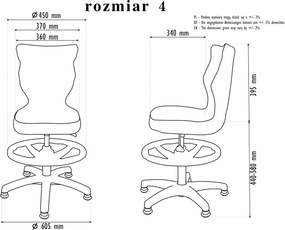 Krzesło szkolne z podnóżkiem Twist WK+P bez podłokietników rozmiar 4-6, podstawa biała