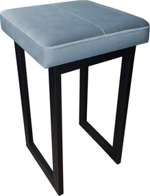 Taboret SOLID tkanina Welur stelaż metalowy STOŁEK LOFT : Kolor Stelaża - Czarny , Kolor tkaniny - VELVET - BL06, Typ tkaniny - Velvet, Wysokość - 45 cm