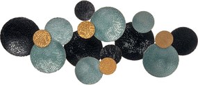 HOMCOM Dekoracja ścienna 3D Koła Metalowa 121cm Niebieski Czarny Złoty Unikalny design | Aosom PL