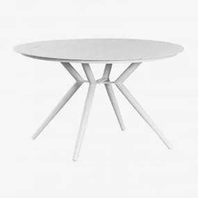Okrągły Aluminiowy Stół Ogrodowy Valerie Gardenia Biel & Ø100 Cm - Sklum