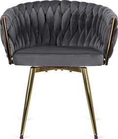 Zestaw Stół Okrągły SALLO 100 cm i 4 Krzesła Tapicerowane RUBI Szare Glamour