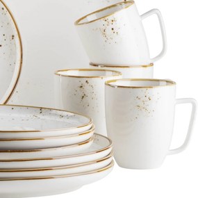 Mäser 16-częściowy zestaw naczyń Pintar White brązowe kropki