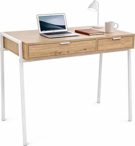 Industrialne biurko z szufladami dąb artisan biały G5-B47