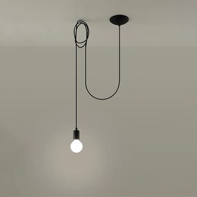 Lampy wiszące loft Speis, tkanina/stal - 1 źródło światła 3000K - L.300 x H.150 cm - czarny