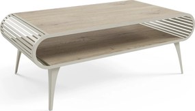 Loftowy stolik kawowy Aristo z ażurowymi bokami i półką